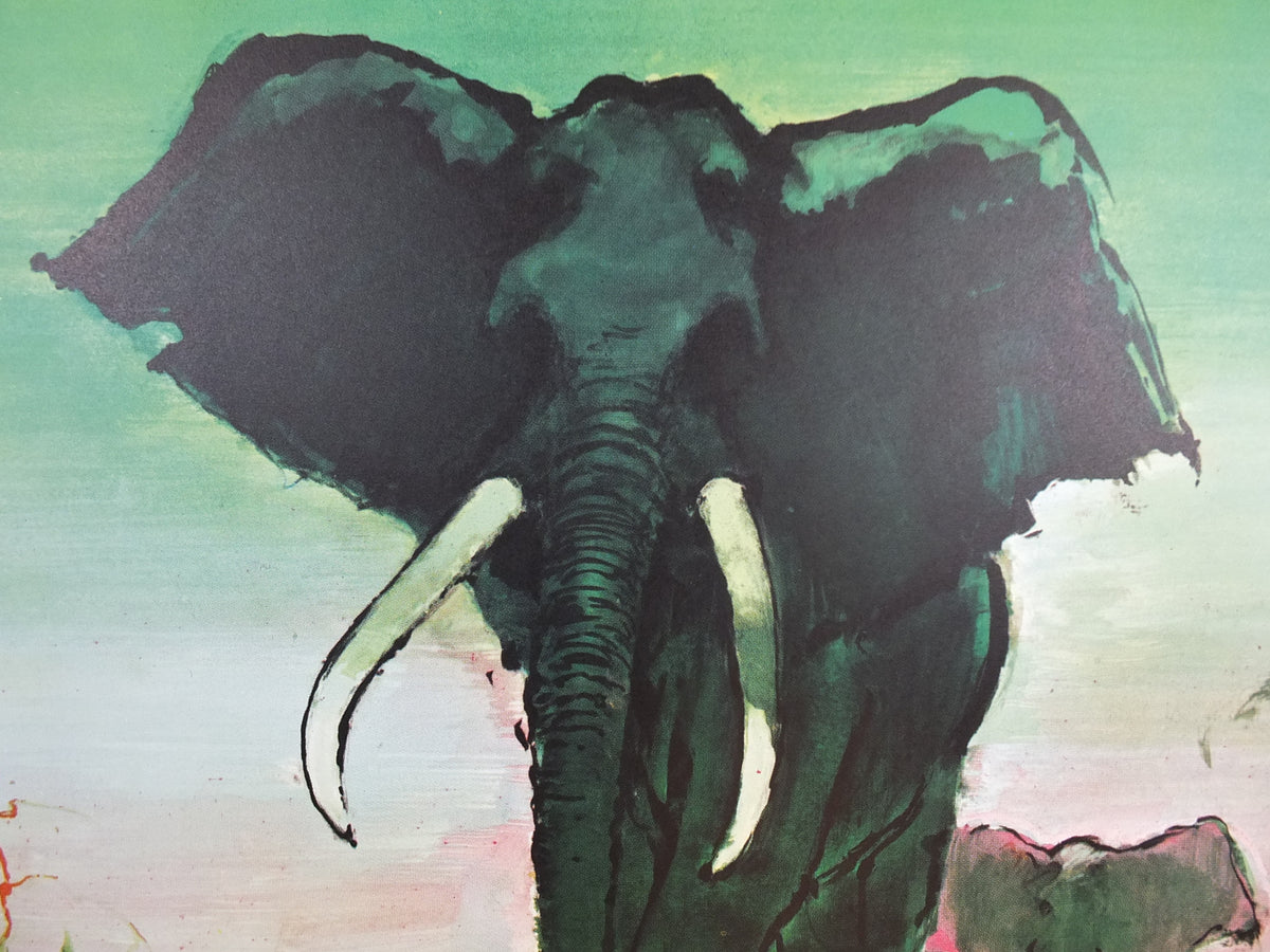 Original c.1958 SAS Africa Elephant Travel Poster by Otto Nielsen