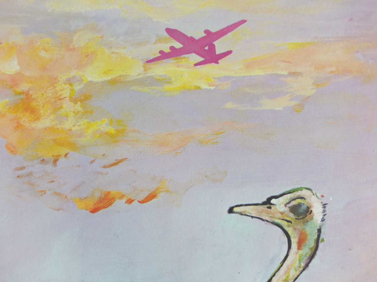 Original c.1958 SAS South Africa Ostrich Travel Poster by Otto Nielsen