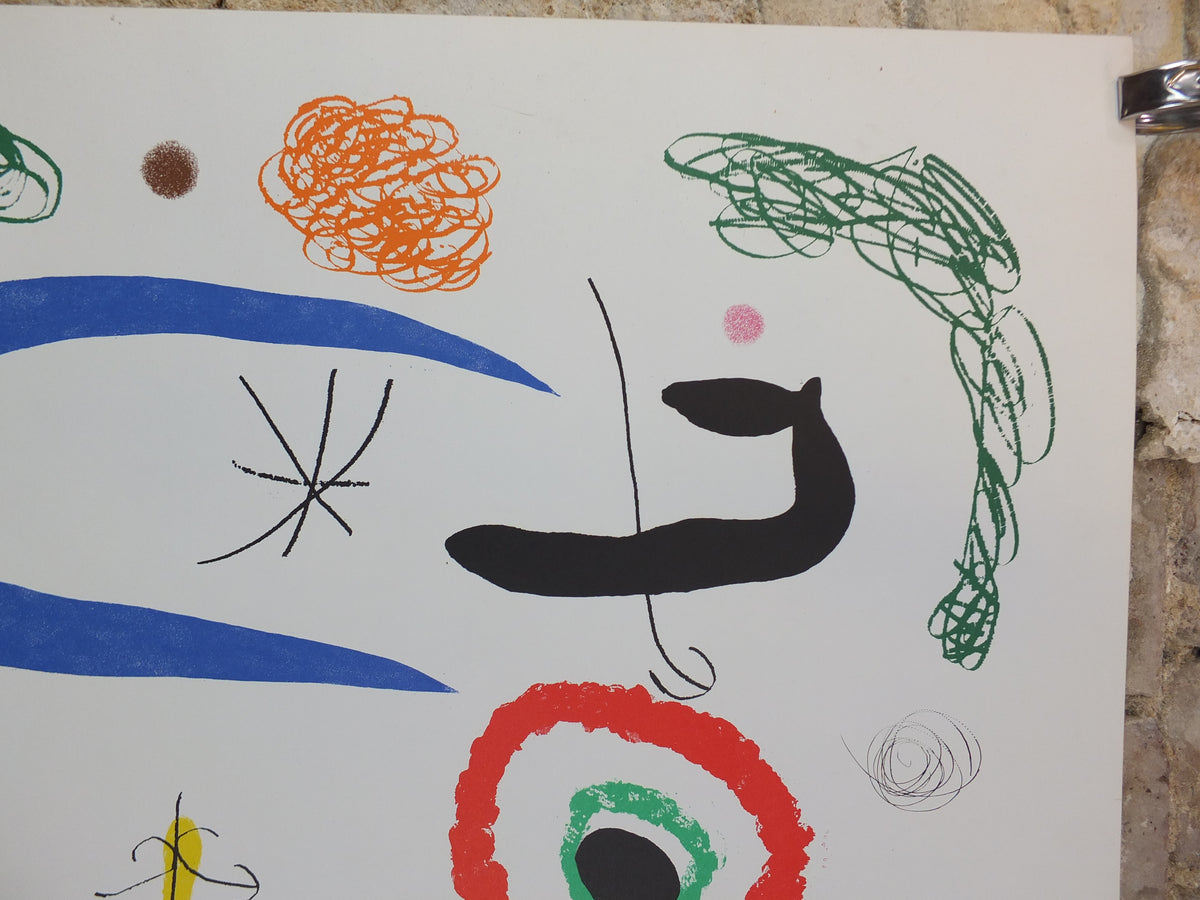 1970s Joan Miró Pace Columbus Poster – Sleeping Under the Moon – Blue Abstract Art