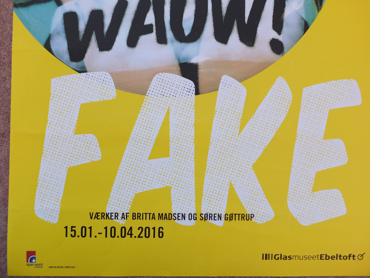 Scandinavian Danish Design poster Fake wow yellow amaze astonish surprise Britta Madsen Soren Gottrup wall art 2016 1950s pop art style