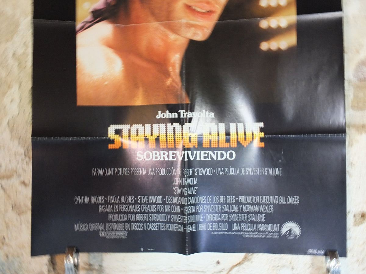 Original Vintage Movie Poster Staying Alive 1980s wall art John Travolta Spanish Saturday Night Fever US one sheet cinema film memorabilia