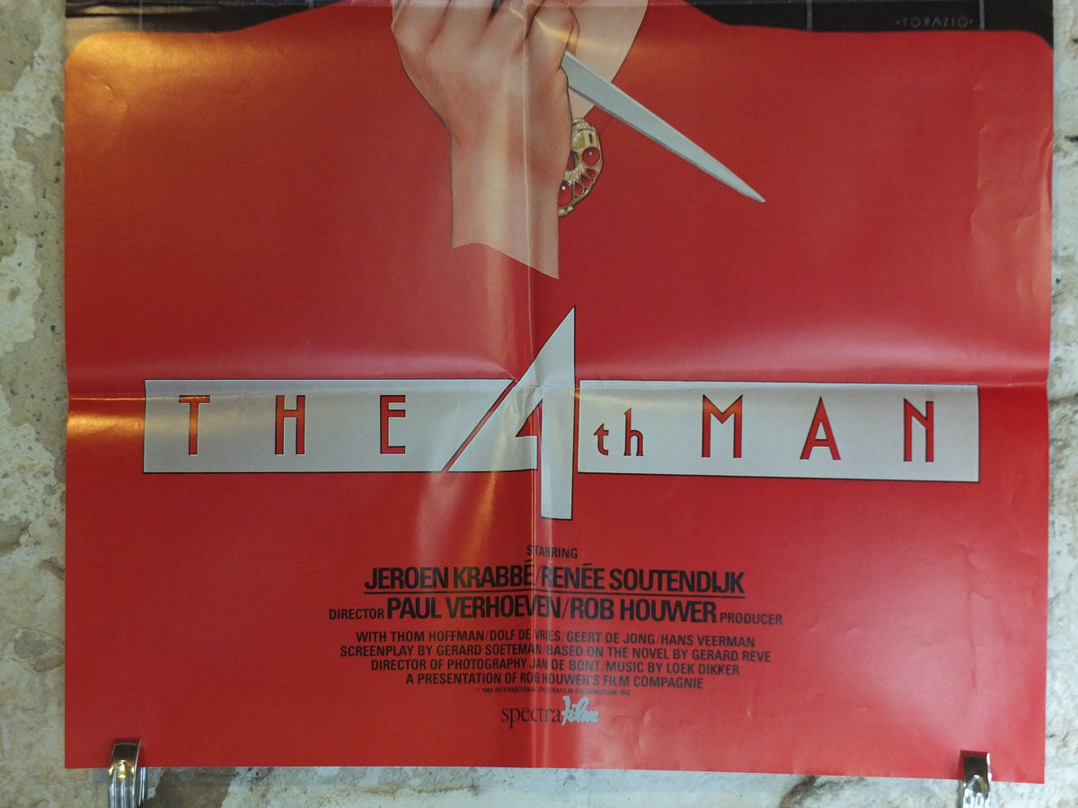 Original Vintage Movie Poster The 4th Fourth Man 1983 1980s wall art red blonde platinum red scissors US one sheet cinema film memorabilia