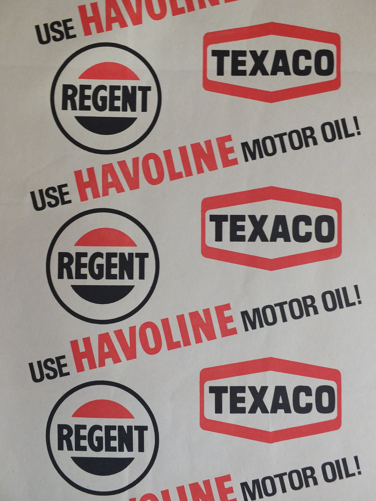 Original Vintage Poster Havoline Motor Oil Texaco Regent advertising motoring cars travel petrol gasoline gas print wall art retro 1950s