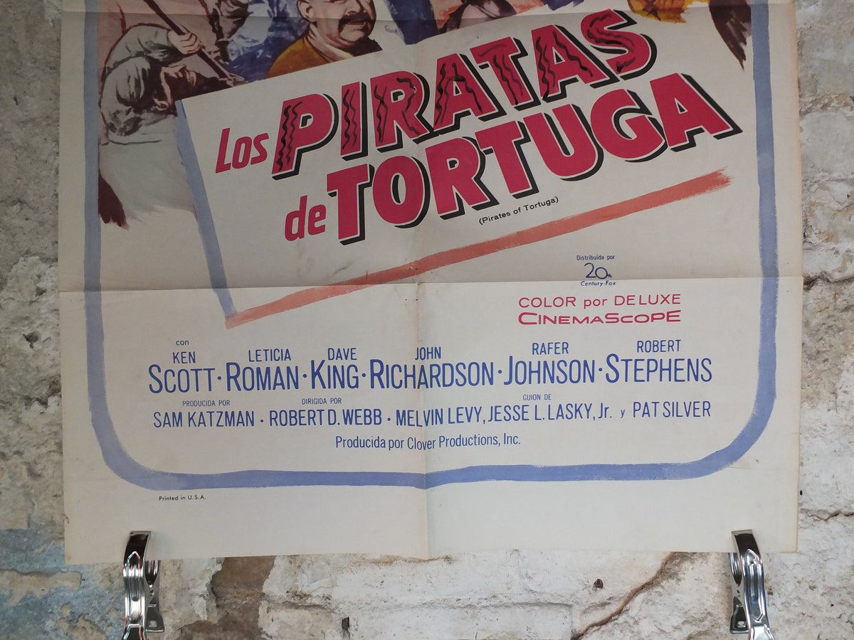 Original Vintage Movie Poster Pirates of Tortuga 1961 1960s wall art buccaneer privateer Caribbean US one sheet cinema film memorabilia