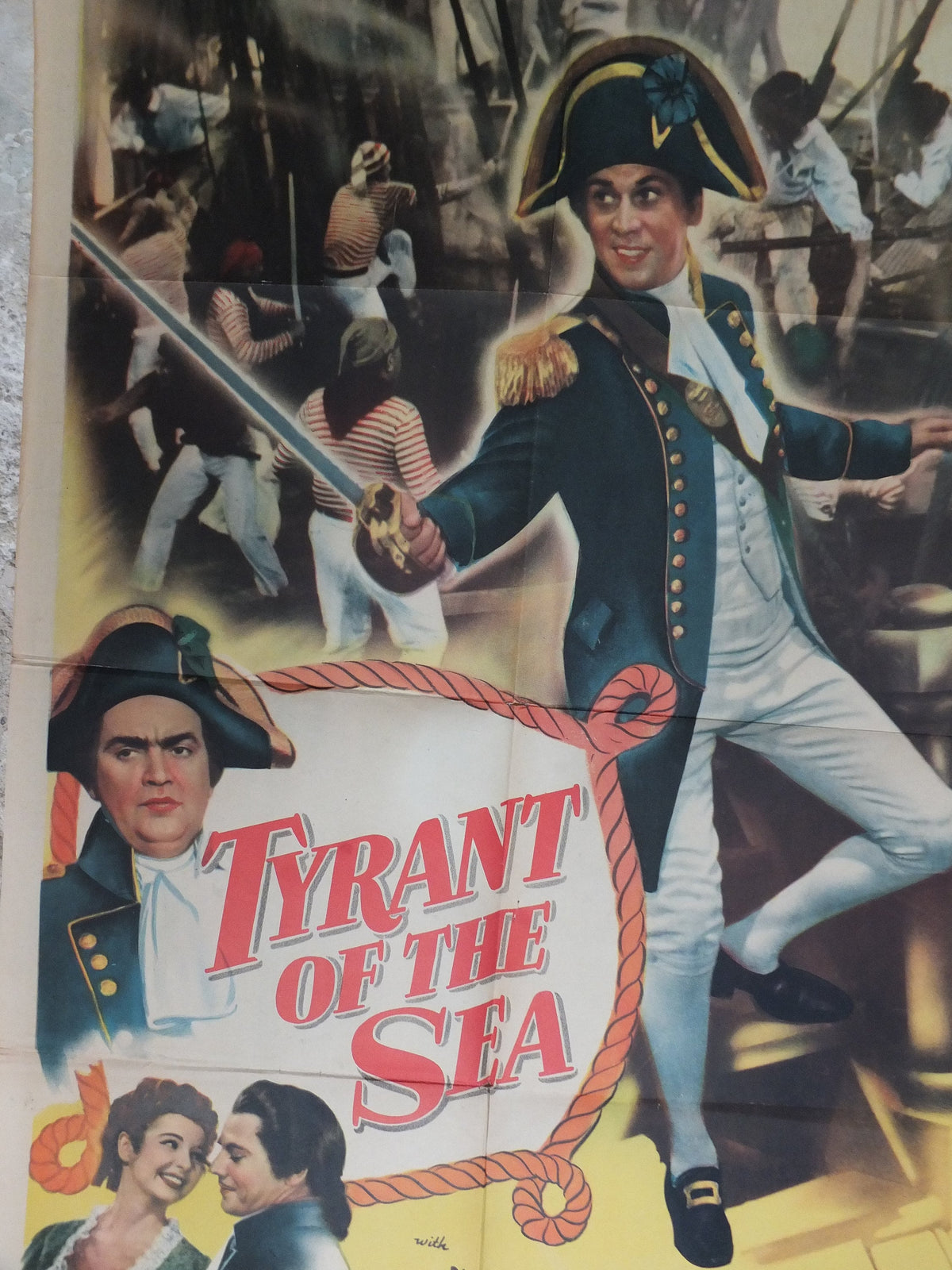 Original Vintage Movie Poster Tyrant of the Sea 1950 1950s british navy Napoleon war sword wall art US one sheet cinema film memorabilia