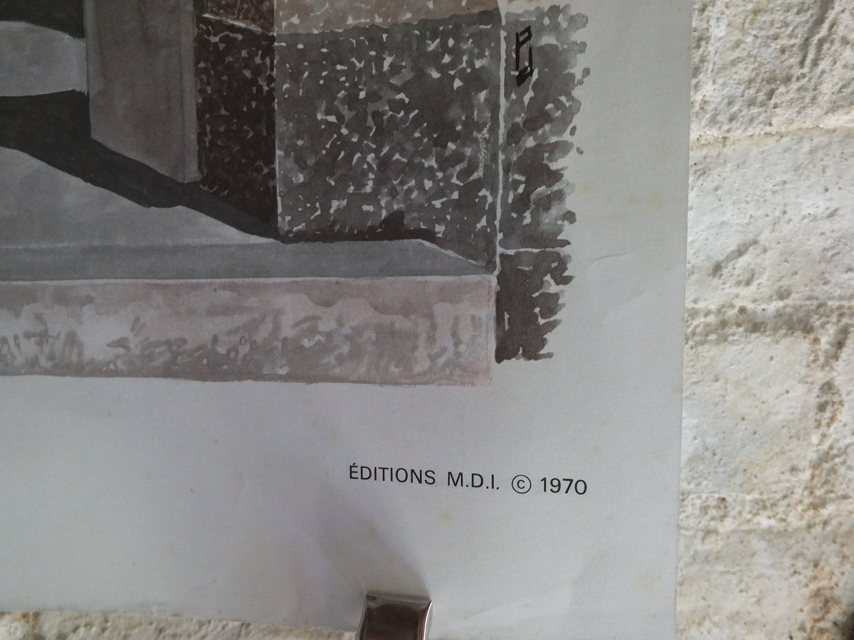 Original Vintage French MDI school poster first day school picking apples wall art double sided early years retro interior design 1970s