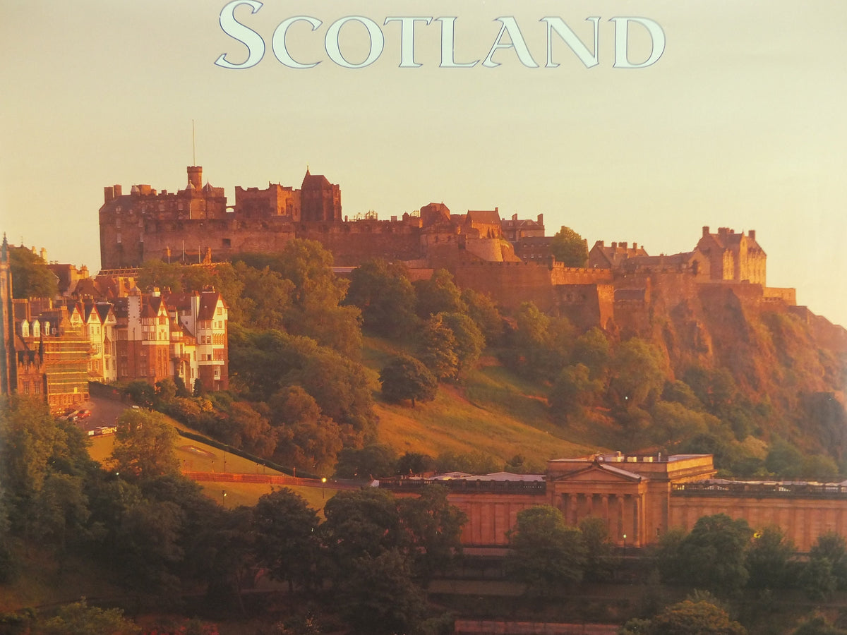 Original Vintage Scotland Travel Poster Edinburgh Castle Scottish lowlands Mountains travel tourism holiday vacation wall art 1990s