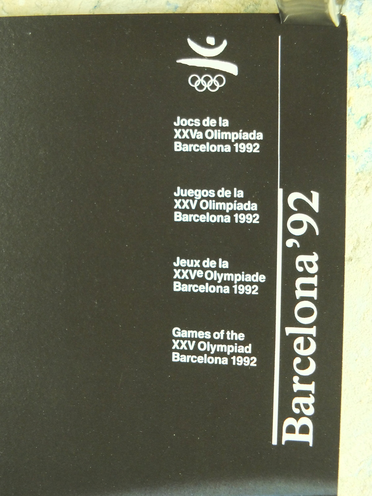 Original Vintage Olympic Spanish Barcelona 1992 Football Poster soccer ball goalkeeper dive goalie Olympiad sport wall art 1990s