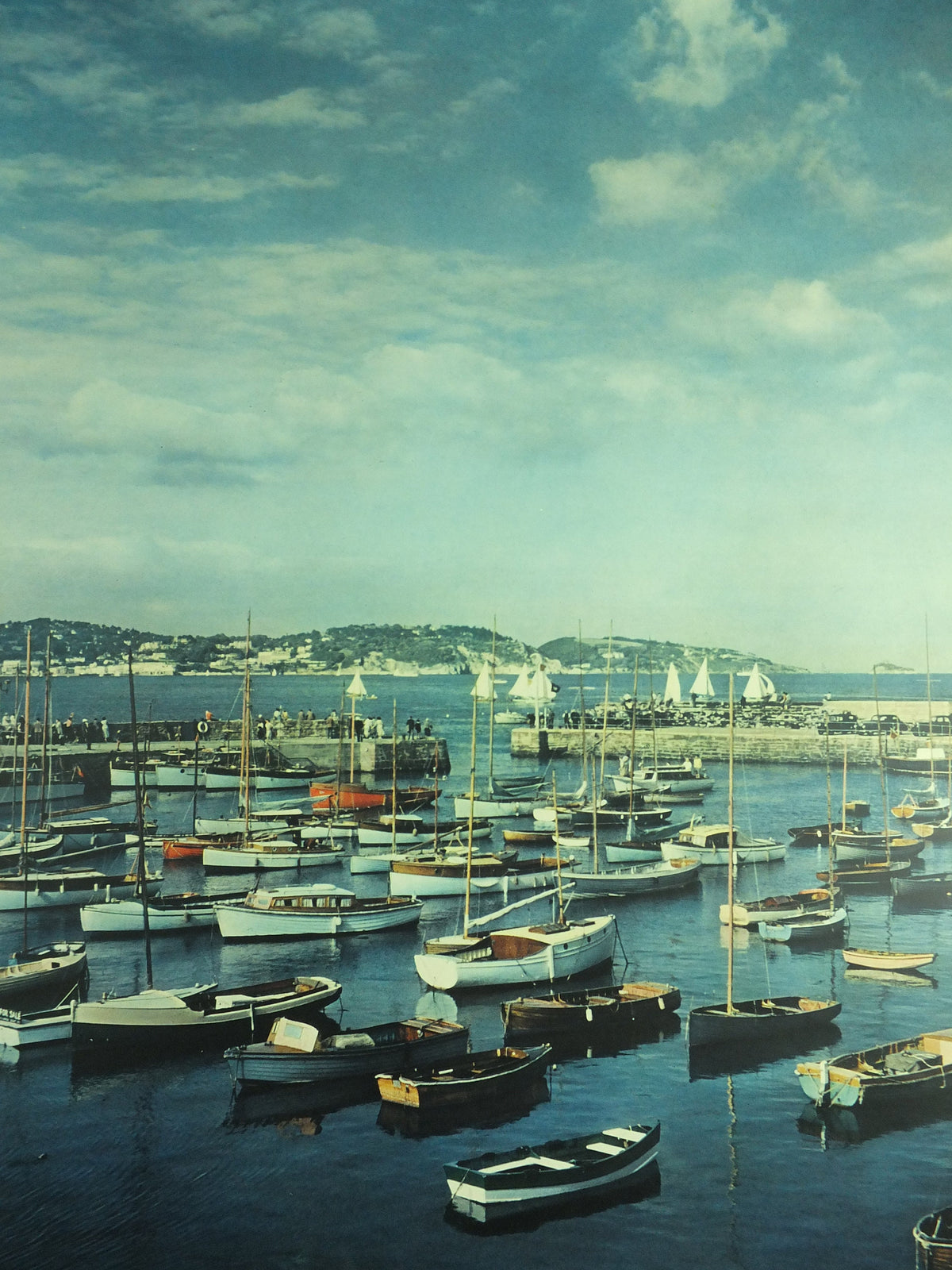 Paignton, Devon Travel Poster, Torbay, Britain, Devonshire, harbour boats, travel tourism, holiday vacation wall art 1950s