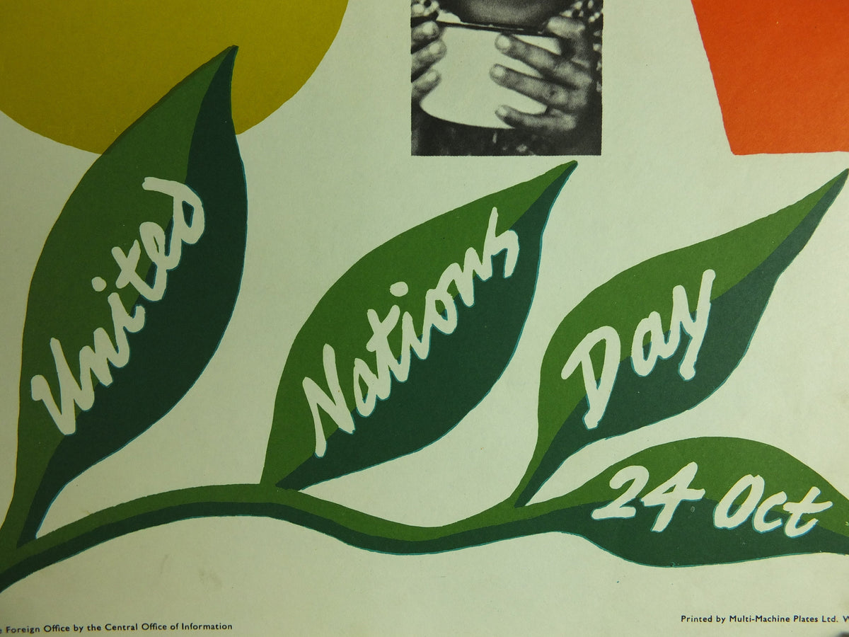 Original Vintage United Nations Poster Freedom from Hunger United Nations Day 24 October Ashley starve starvation print wall art 1960s
