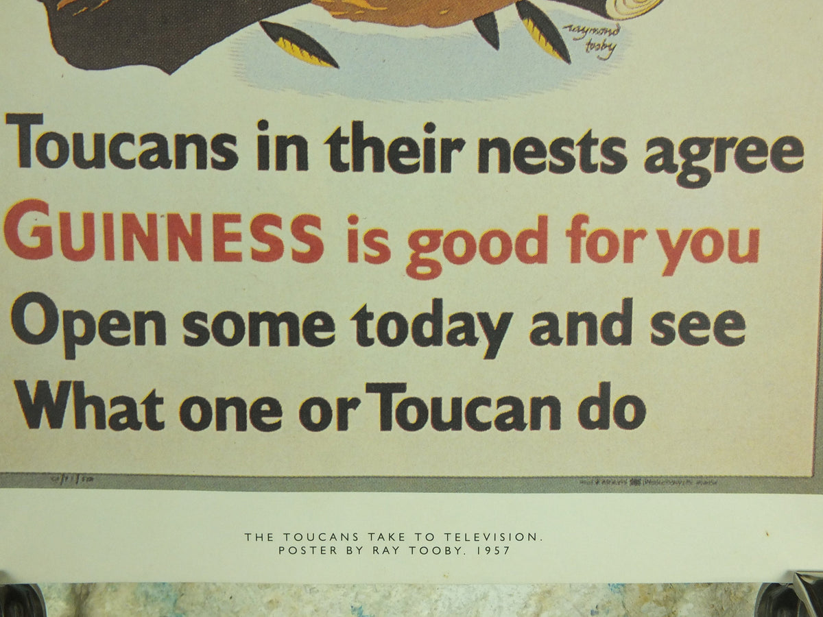 Guinness Toucans Poster, by Raymond Tooby 1957, Guinness is Good for You, Advertising campaign Wall art retro 1990s