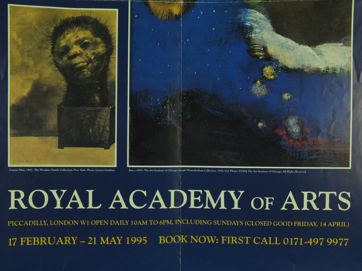 1995 Royal Academy of Arts Poster, Dreams and Visions, Odilon Redon, symbolism art, artist gallery exhibition wall art 1990s