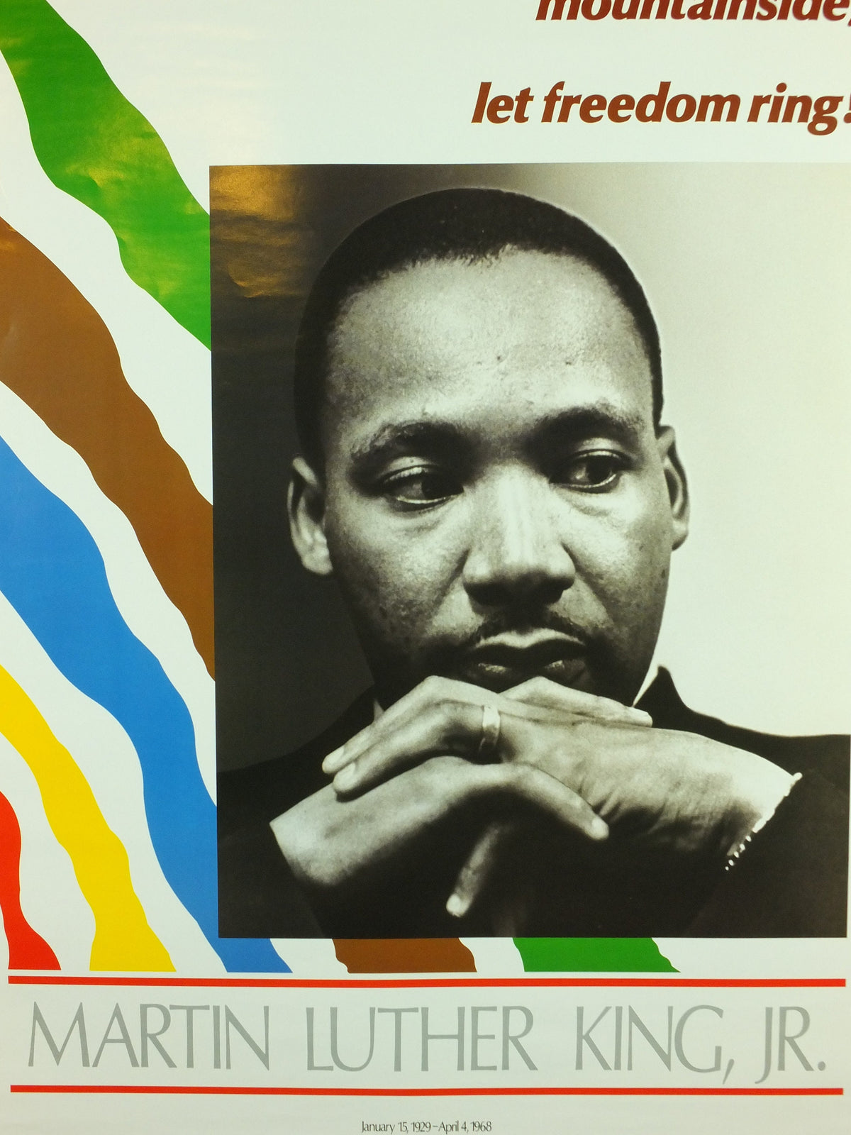 Martin Luther King Poster, From every mountainside let freedom ring, MLK by Carol Livingston, civil rights movement, wall art decor 1980s