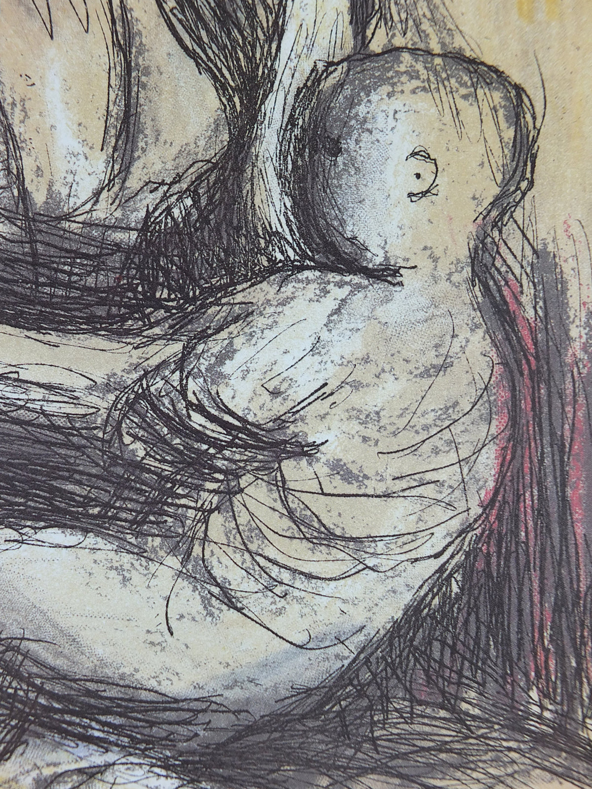 1986 Henry Moore Poster, Mother and Child, amazing condition, bronze sculpture, modernism, gallery exhibition wall art 1980s