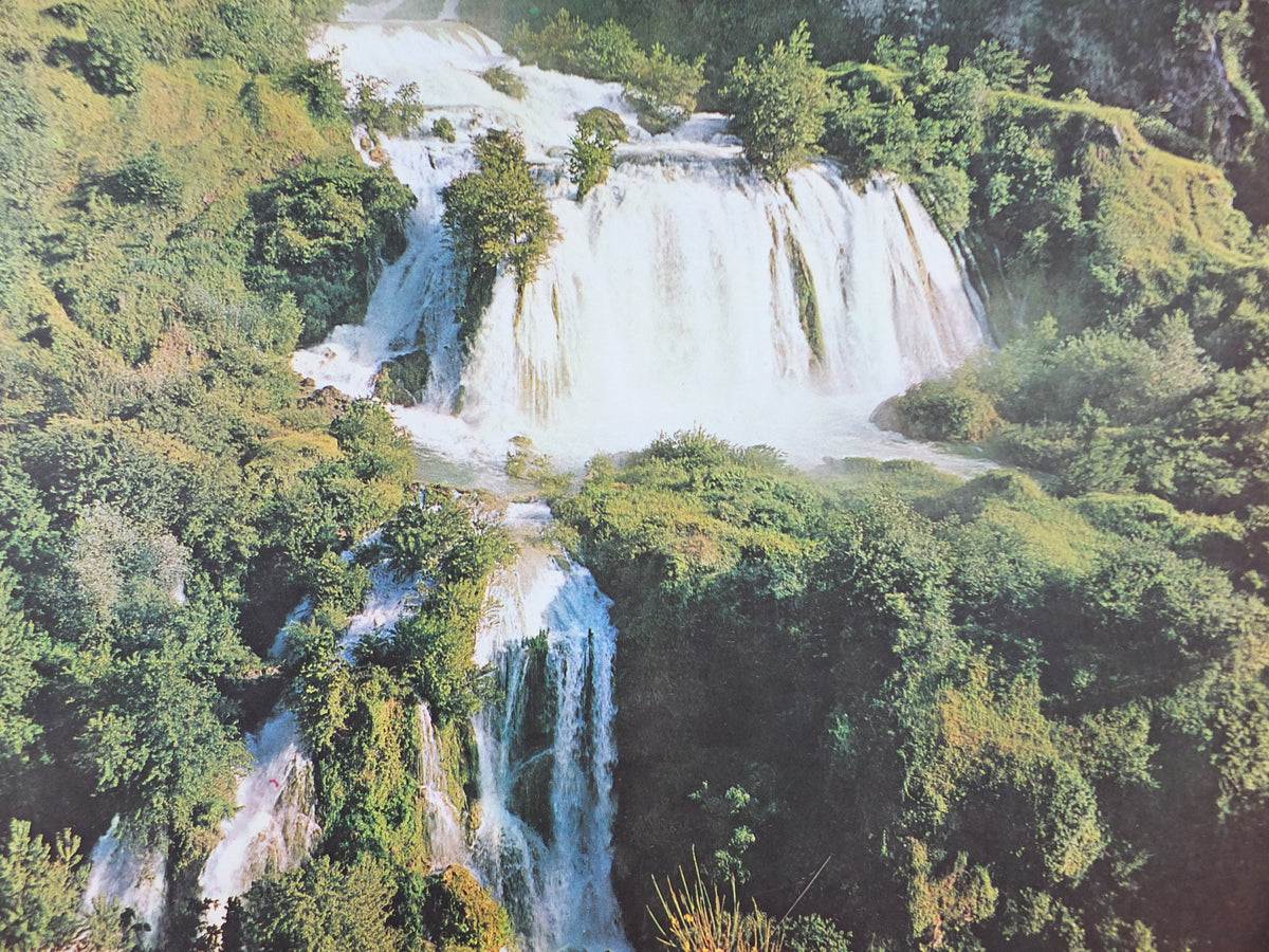 1960s Vintage Italian Cascata delle Marmore Travel Poster, Roman Waterfall, Terni, Italy travel tourism, holiday vacation, wall art decor