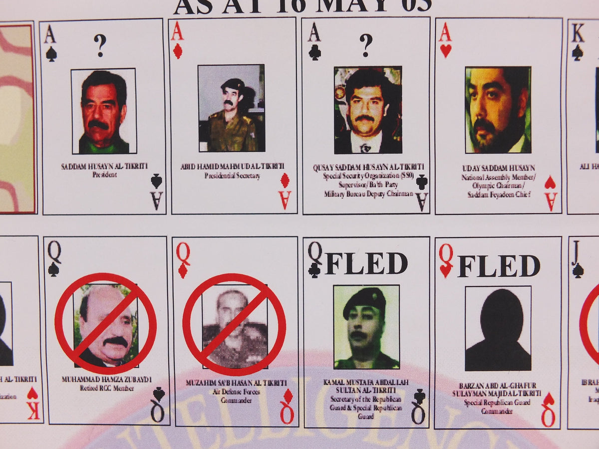 Original Iraq War Poster, Deck of Cards Most Wanted as of 16 May 2003, Gulf War, Operation Enduring Freedom, print wall art decor 2000s