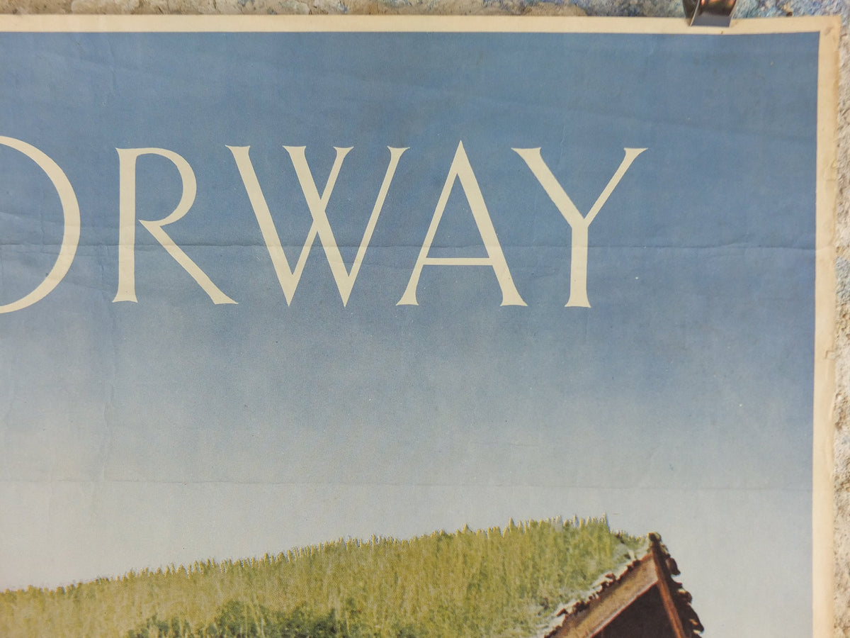 1961 Norway Norsk Folkemuseum Poster, Ose Setesdal, Norway Travel Association & Norwegian State Railways, tourism vacation wall art decor
