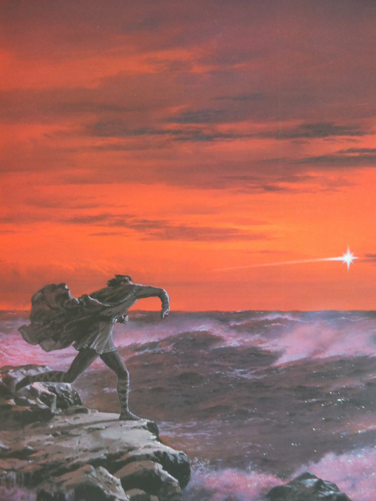 1998 Tolkien Silmarillion Poster, Maglor casts Silmaril in the sea, by Ted Nasmith, Middle Earth pre Lord of the Rings, print wall art decor