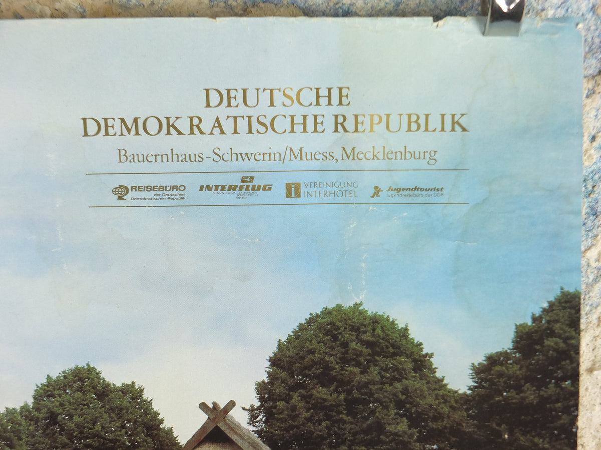 1980s Bauernhaus Schwerin East Germany Poster, DDR, Meuss, Mecklenburg, GDR travel tourism holiday vacation wall art decor