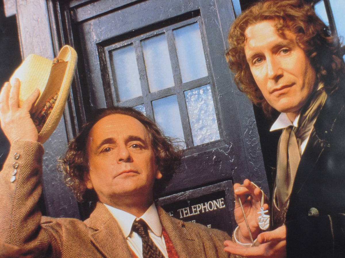 1996 Doctor Who Poster, The Doctors Paul McGann with Sylvester McCoy BBC vintage science fiction gifts for teenagers, fantasy wall art decor