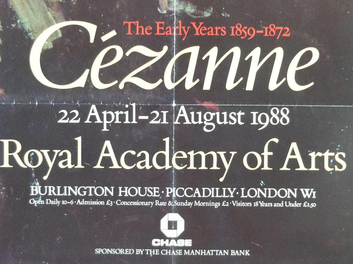 1988 Cezanne Poster, Self Portrait from 1872, Royal Academy of Arts, impressionists, artist gallery exhibition wall art decor