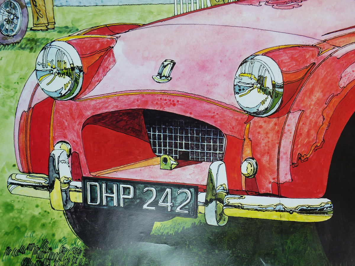 1973 Triumph 1954 TR2 Poster, from dealer showroom 50 years golden anniversary by Barry Lowe, TR 2, sports car, wall art decor