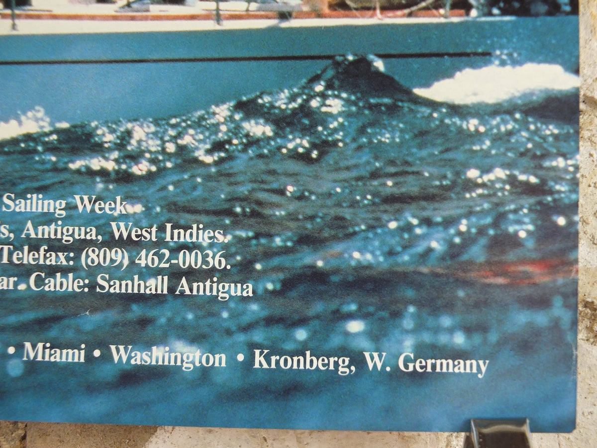 1990 Antigua Sailing Week Poster, 23rd Annual event, Wind-filled sails and spinnakers, sport, Sailing, wall art decor