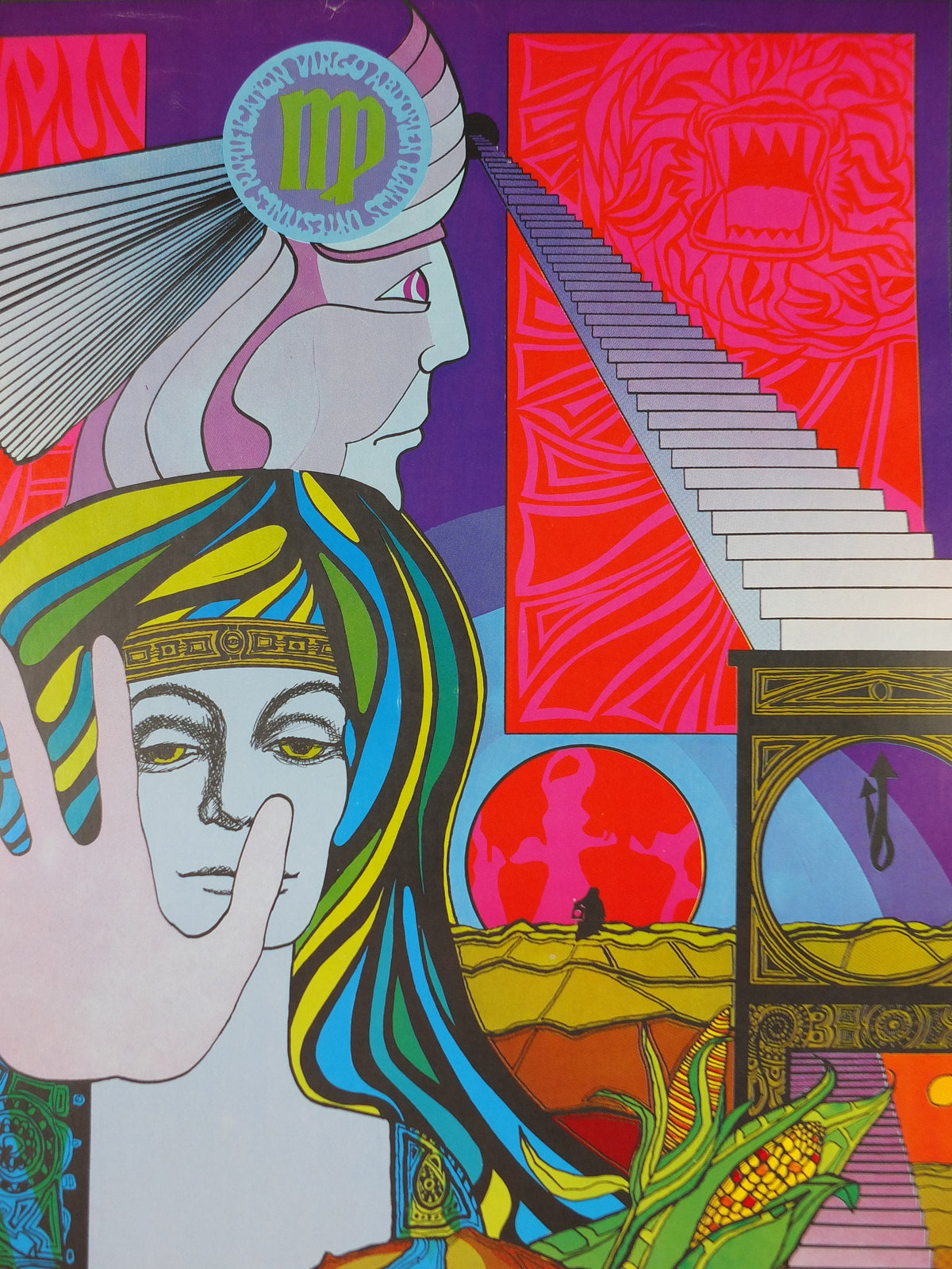 1967 Virgo Poster, Zodiac Astrology Star Sign, by Jim Blashfield, Funky Features, San Francisco, Psychedelic, Hippy, wall art decor