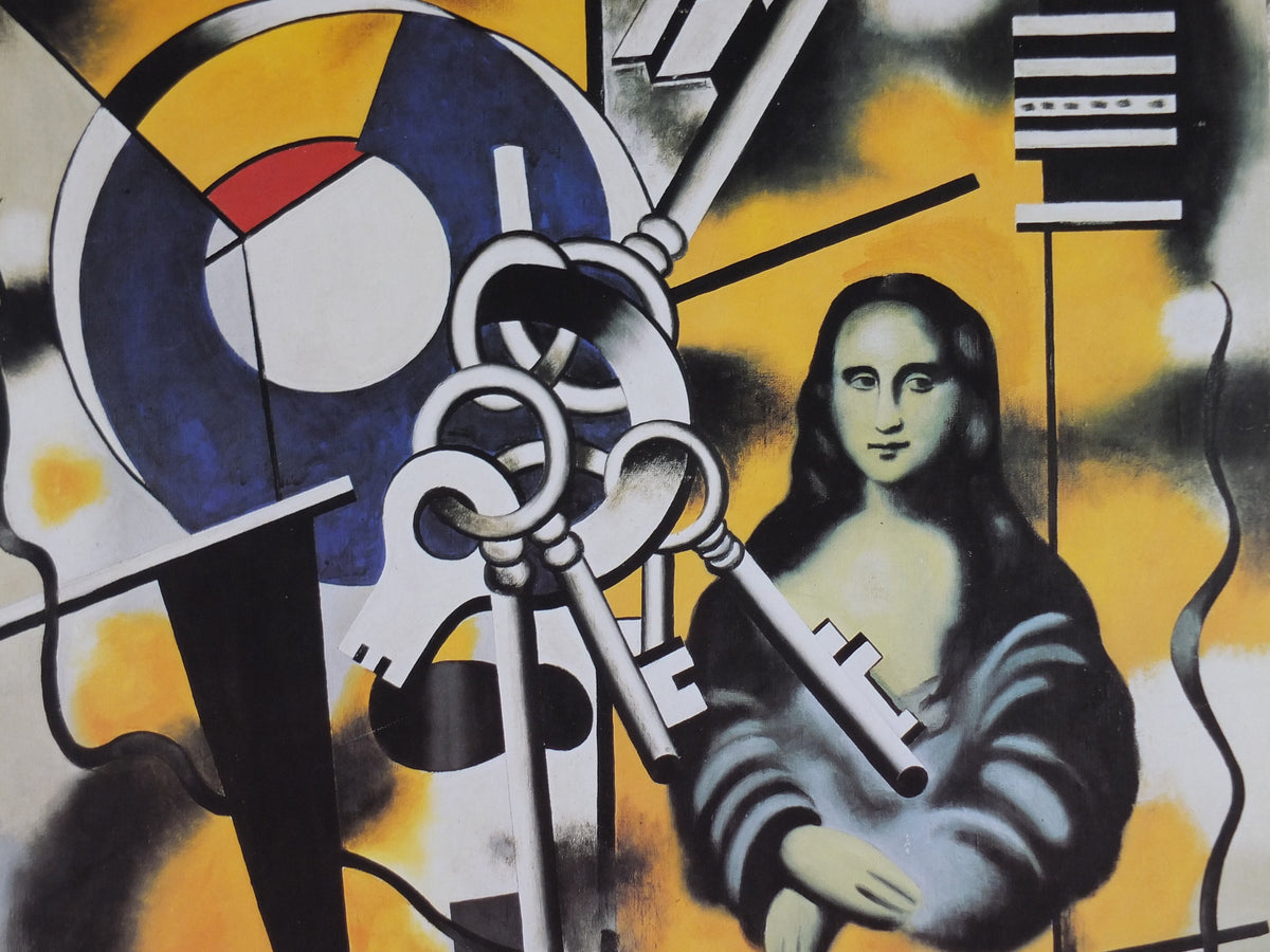 1988 Fernand Leger Poster, Mona Lisa with Keys, Retrospective, Fondation Maeght, Cubism and Modernism, gallery exhibition, wall art decor