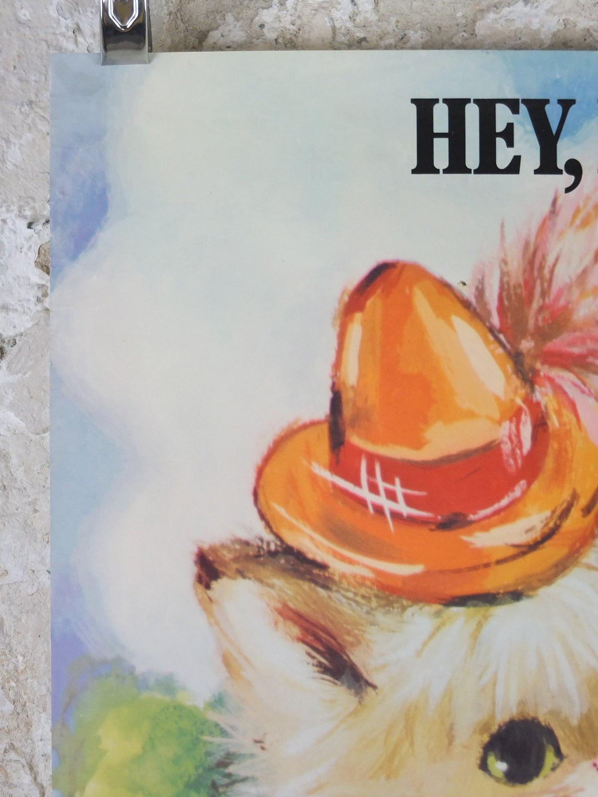 1970s Hey Diddle Diddle Nursery Poster, Vintage nursery rhyme, from Rustcraft greeting cards, wall art decor