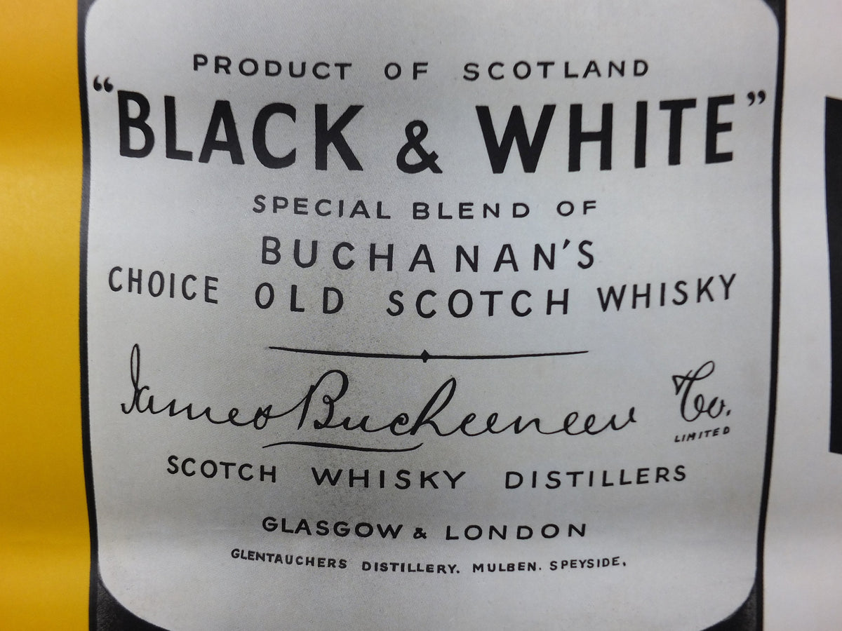 1962 Black & White Whisky Poster, Scotch Whisky, Scottish Terrier, Buchanans, Glasgow, advertising print wall art retro