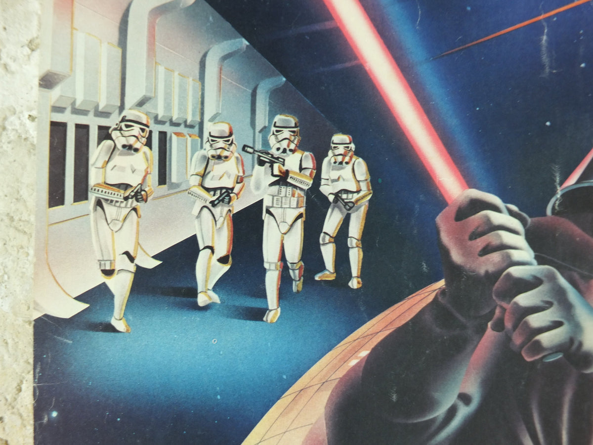 1978 Star Wars Poster, Proctor & Gamble, Darth Vader Obi Wan Kenobi lightsaber duel, advertising Cascade Cheer Dawn, wall art decor