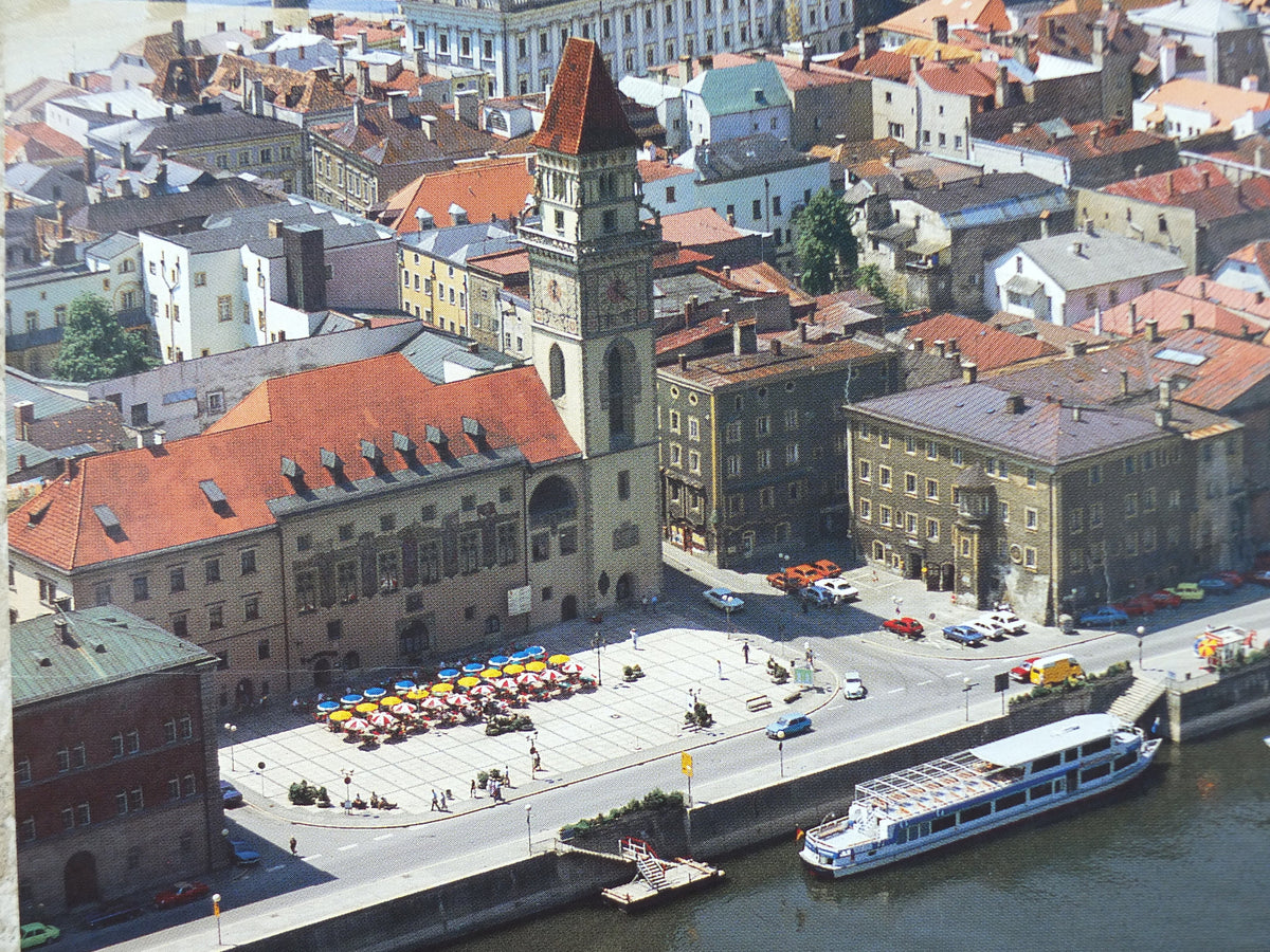 1970s Passau Germany Poster, Danube River, Bavaria, travel tourism holiday vacation wall art decor