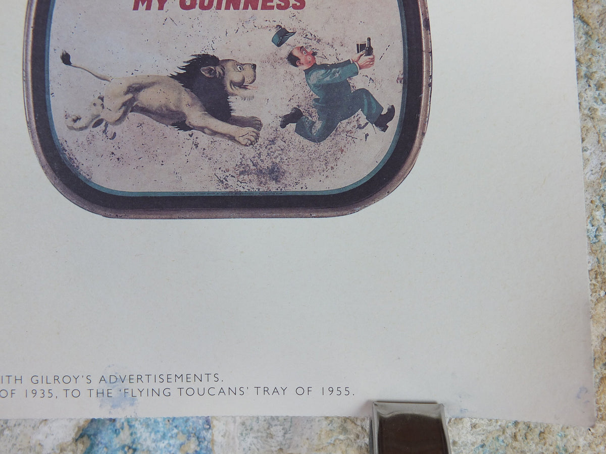 1990s Guinness Toucan Concept Poster, by John Gilroy, Gilroy Tin Trays from 1935-1955, Advertising campaign Wall art retro decor