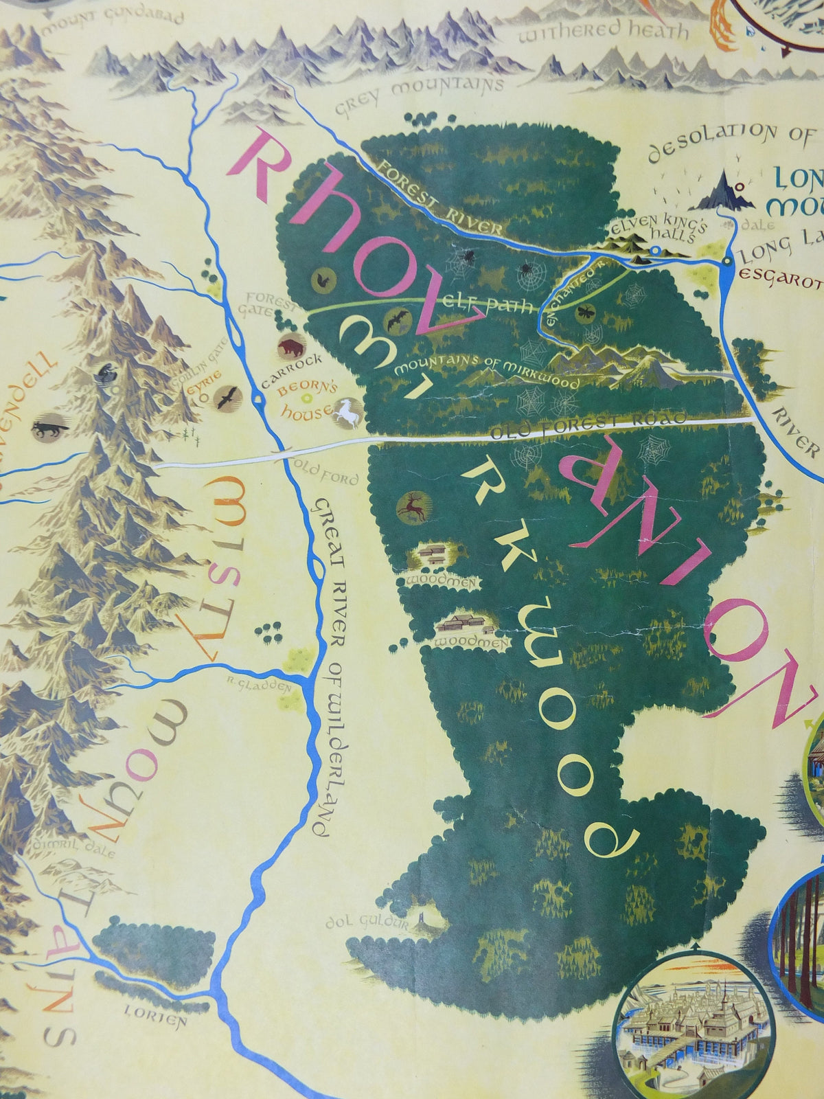 1977 Vintage Map of Middle Earth Poster, J.R.R. Tolkien, by Pauline Baynes, 6th Impression, Lord of the Rings, The Hobbit, fantasy wall art
