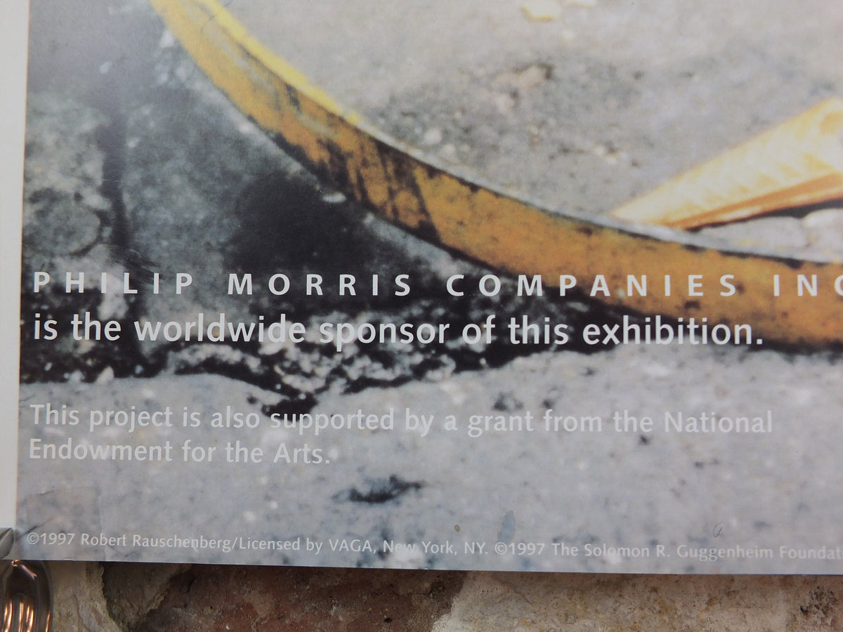 1997 Robert Rauschenberg Poster, A Retrospective, Solomon R. Guggenheim Foundation, New York City pop art, gallery exhibition wall art decor