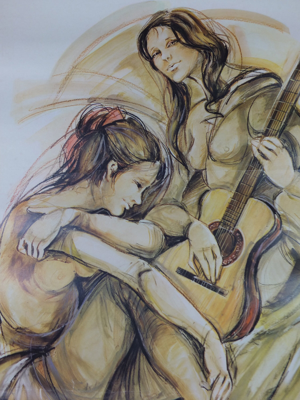 1970s Guitar and Vocalist Musicians Poster, by A Bergmann, French, Prelude singing, music wall art decor
