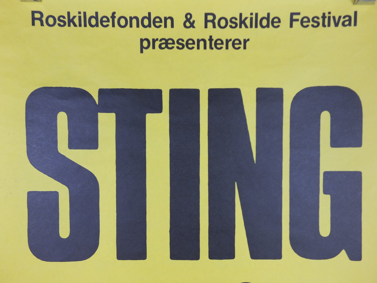 1988 Sting Poster, from the Roskilde Music Festival in Denmark, Police, rock, jazz, reggae, classical, new age, band music, wall art decor