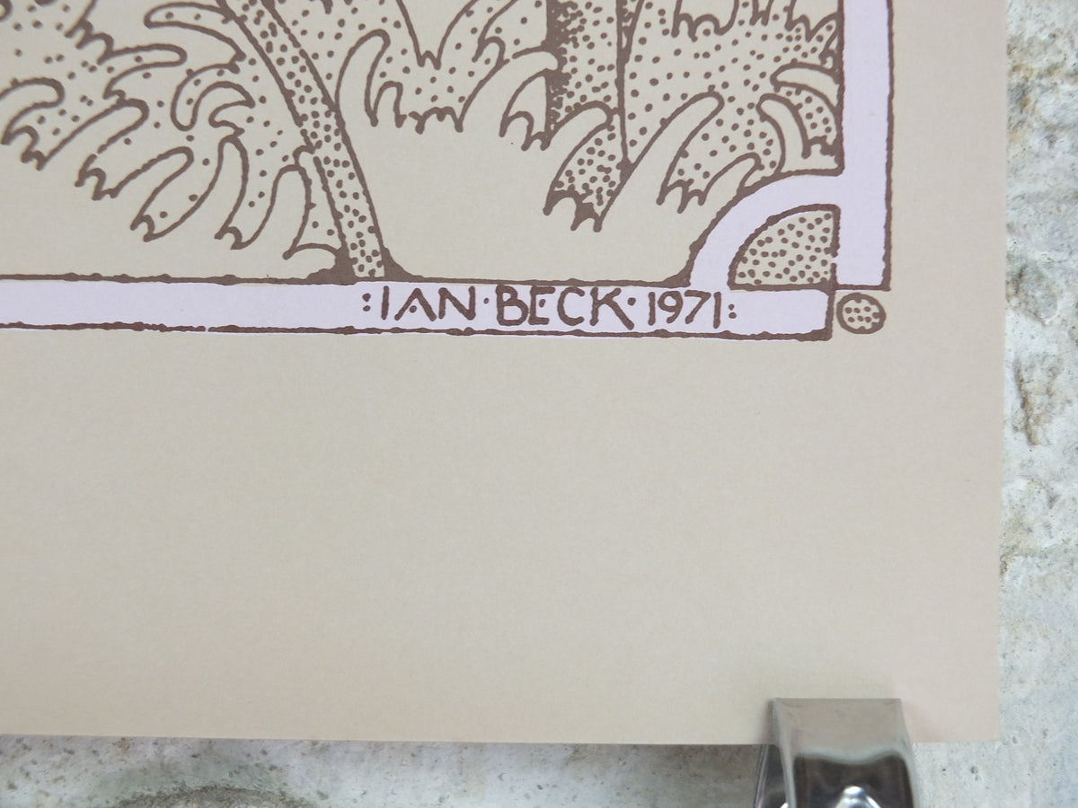 1971 Folk Music at Tupholme Manor Park Poster, 1999 reprint, by Ian Beck, James Taylor, The Byrds, Psychedelic rock music, wall art decor