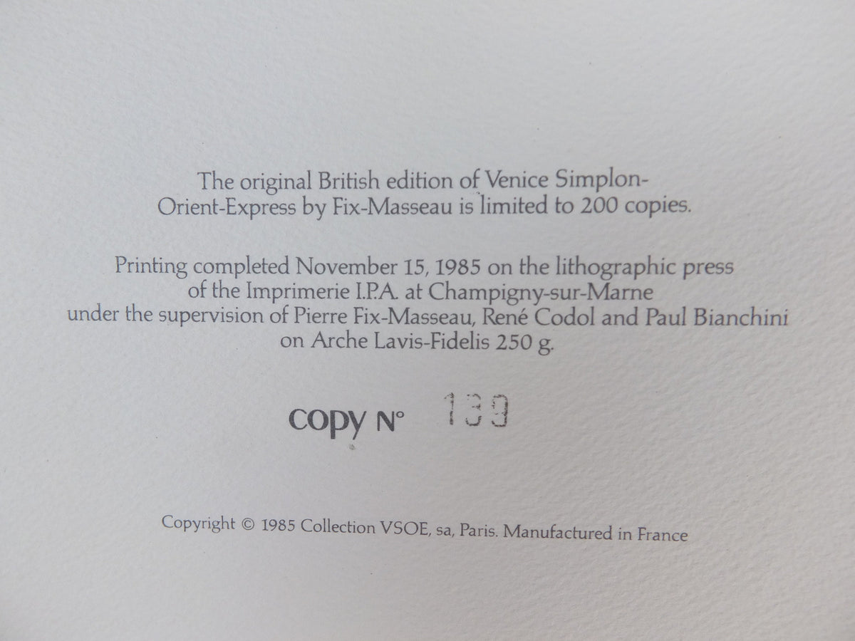 Original Venice Simplon Orient Express Poster, The Waiter by Fix Masseau, 1985 limited edition of 200, train, art deco, wall art decor