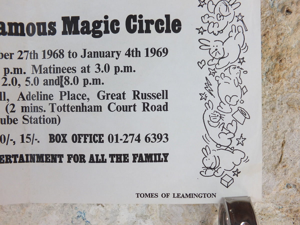 1968 The Magic Circle Christmas Box Poster, The World's Greatest Magicians, King George's Hall, London, wall art decor