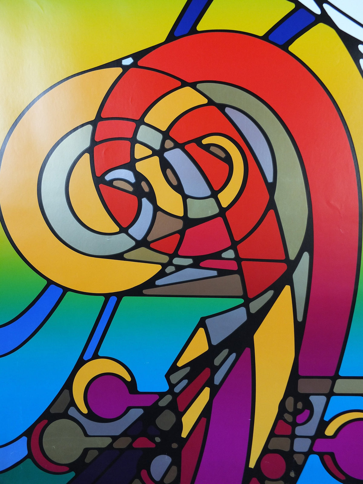 1993 Tunø Music Festival Poster, Seagull on a Bass in stained glass, a Danish island in the Kattegat, music, wall art decor