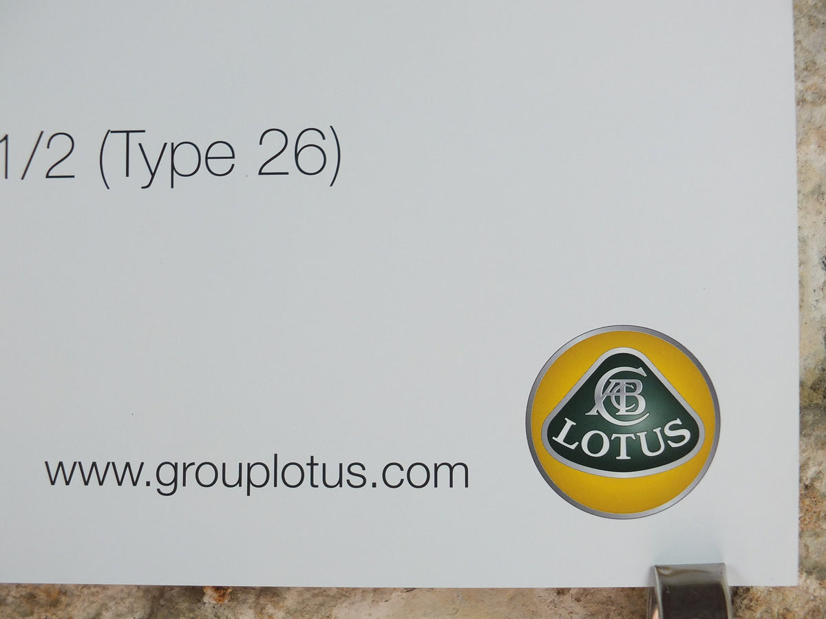 2000s Lotus Poster, showing sports cars Seven, Elite, Elan S1/2 hung in dealer showroom, Group Lotus sports, wall art decor