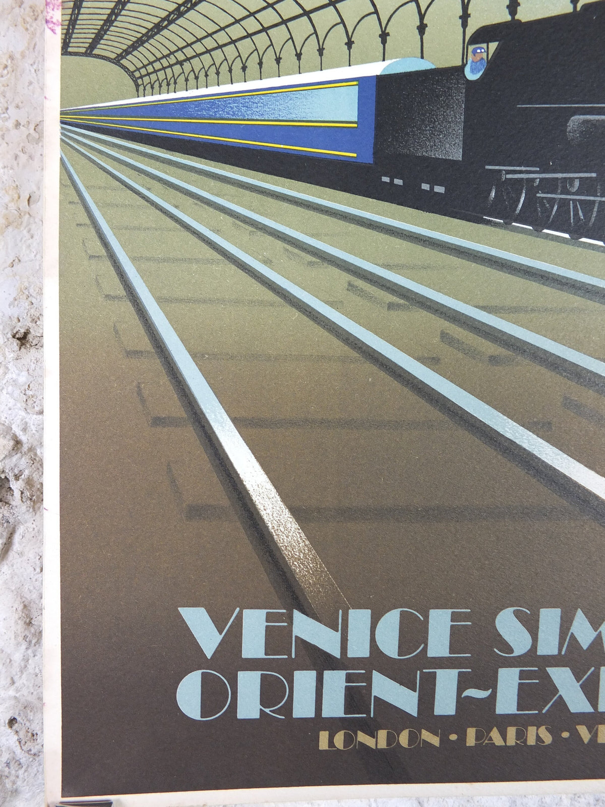 Original Venice Simplon Orient Express Poster, Victoria Station by Fix Masseau, 1985 limited edition of 200, train, art deco, wall art decor