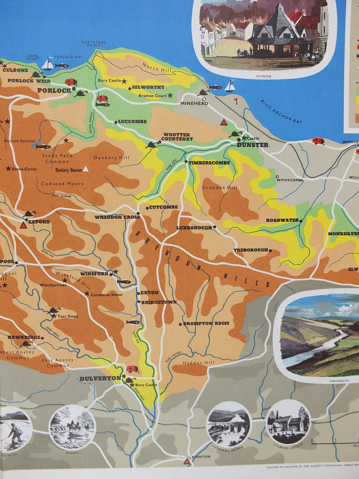 1965 Exmoor Poster, National Parks, west Somerset and north Devon, Travel and Tourism, walking trail, wall art decor