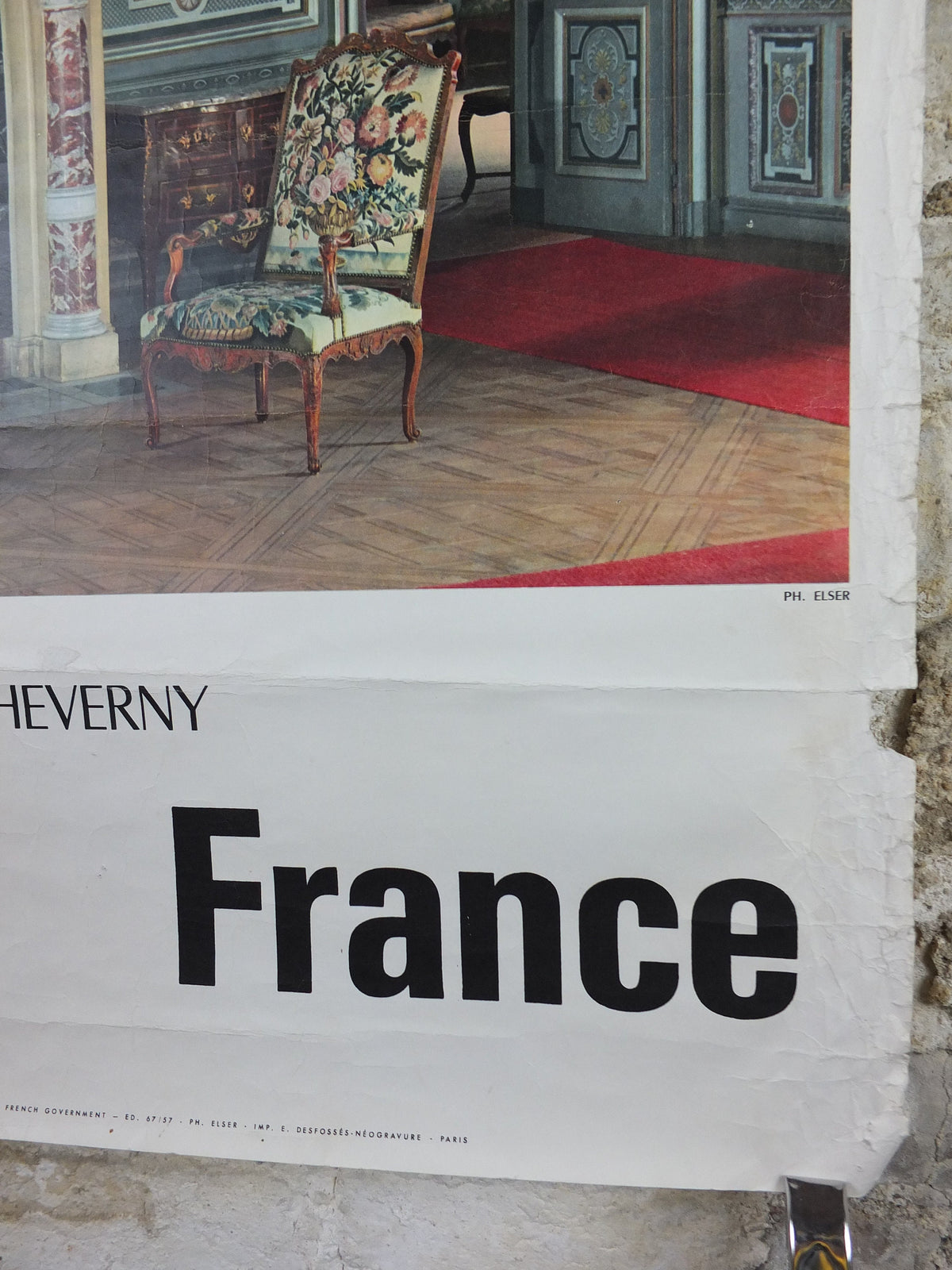 1950s French Loire Valley Travel Poster, Château de Cheverny, travel tourism, wall art decor