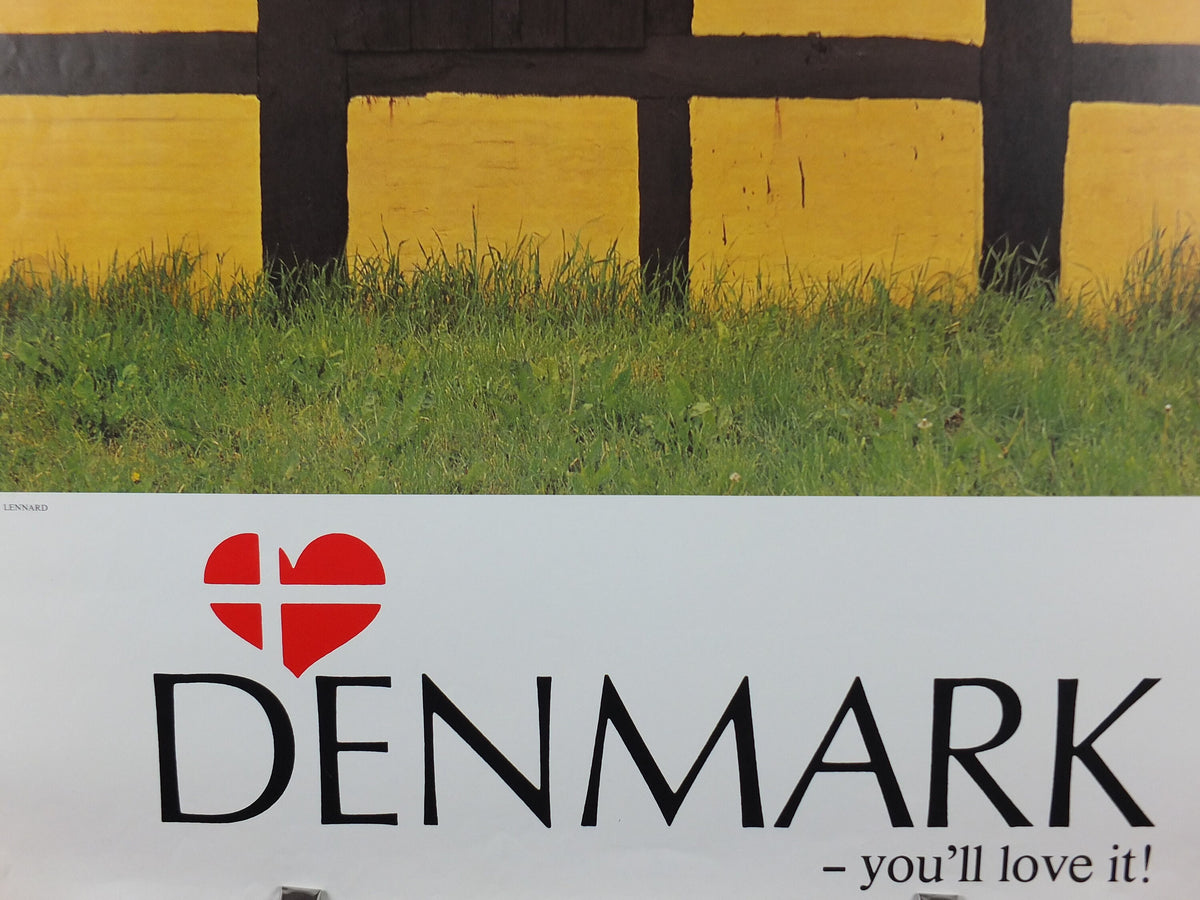1970s Denmark Travel Poster, Denmark - You'll Love It, old yellow thatched house, Danish Tourist Board, Travel tourism, wall art decor