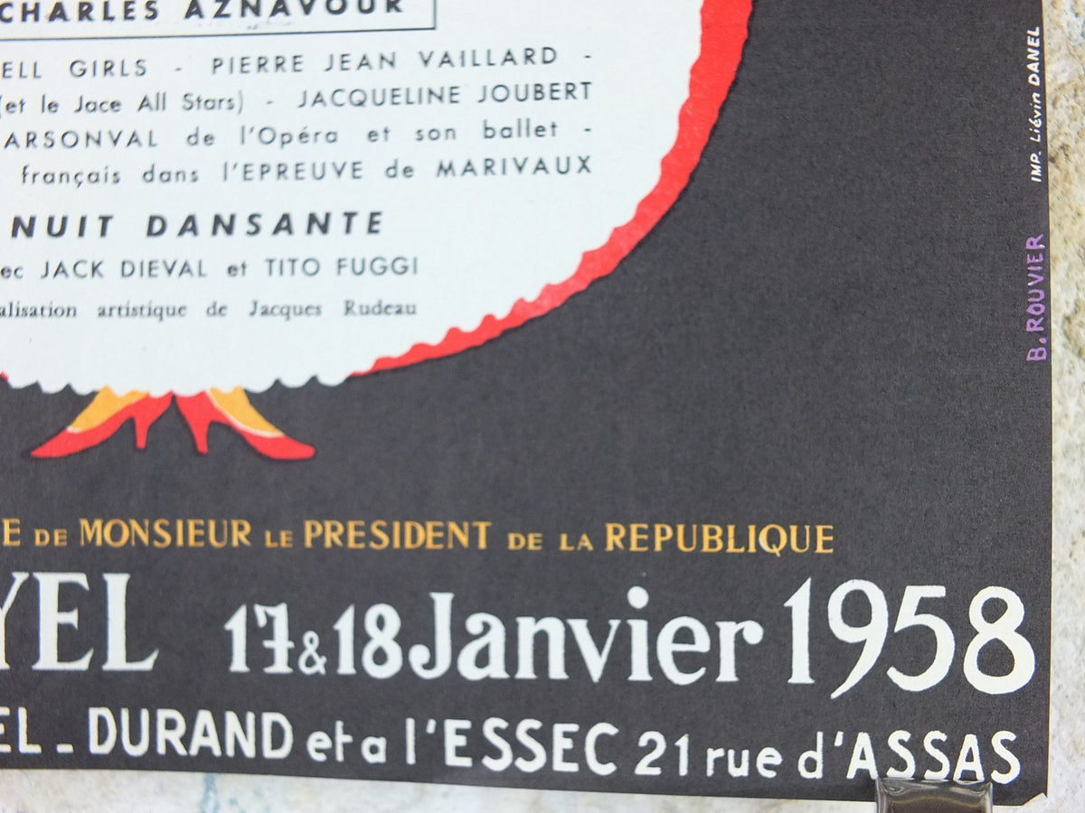 1958 Festival ESSEC Poster, École Supérieure des Sciences Economiques et Commerciales, dance ballroom ball, wall art decor