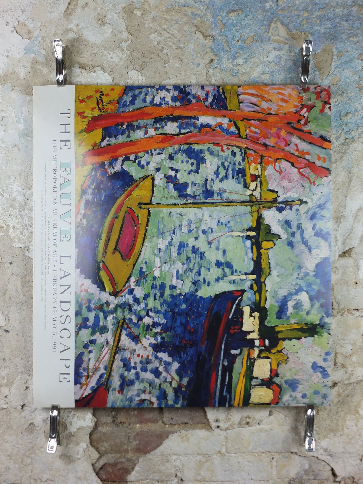 1963 Miodownick Poster, colourful abstract painting of a woman on a chair with head bowed, gallery exhibition wall art decor