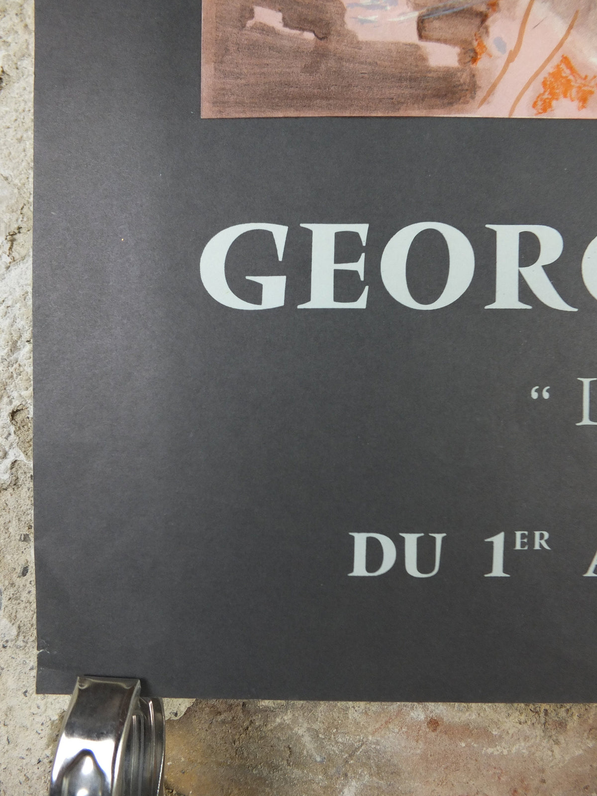 1964 Georges Lambert Poster, bright painting of musicians playing music in a French village by the sea, French Paris, wall art decor